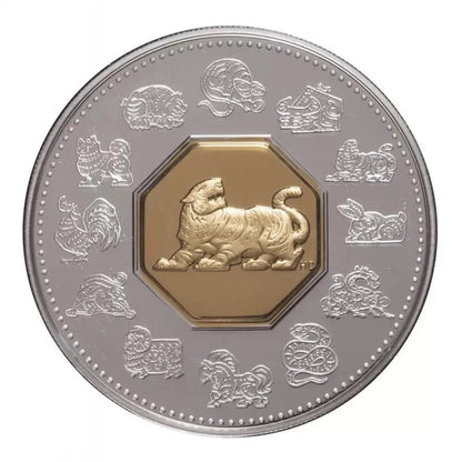 1998 1oz $15 STERLING SILVER CANADA YEAR OF THE TIGER LUNAR COIN AND STAMP SET