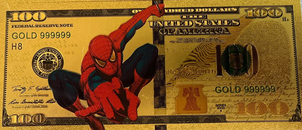 $100 MARVEL: SPIDER-MAN NOVELTY GOLD FOIL NOTES
