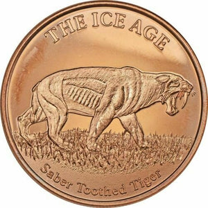 1oz SABER TOOTHED TIGER COPPER ROUND