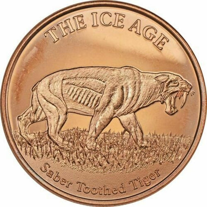 1oz SABER TOOTHED TIGER COPPER ROUND