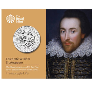 2016 £50 CELEBRATE WILLIAM SHAKESPEARE SILVER BRILLIANT UNCIRCULATED COIN