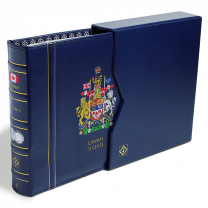 VISTA CANADIAN COIN BINDER WITH SLIP COVER - 25 CENT (DATED 1870-1952)