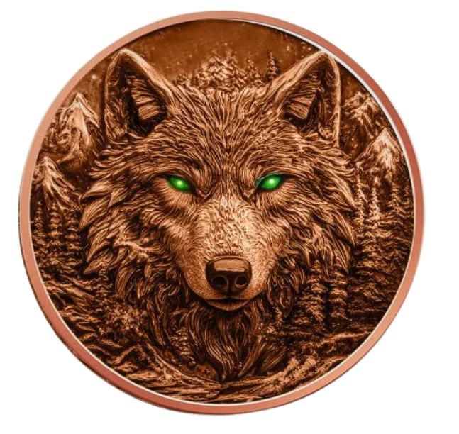 5oz WOLF GLOW-IN-THE-DARK COPPER ROUND